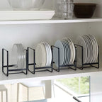 Stainless Steel Dish Rack Plate Organizer Set of 4 | Cabinet Countertop Dish Drainer Space Saving Kitchen Storage for Plates Bowls