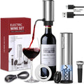 Electric Wine Opener Set 7-Piece Automatic Rechargeable Corkscrew with Wine Aerator Vacuum Stopper Foil Cutter USB Charging