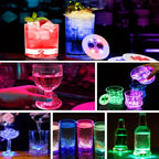 LED Light-Up Cup Coasters 40pcs Colorful Luminous Bottle Stickers Glow Drink Coasters for Parties Weddings Bars Clubs KTV Home Entertainment