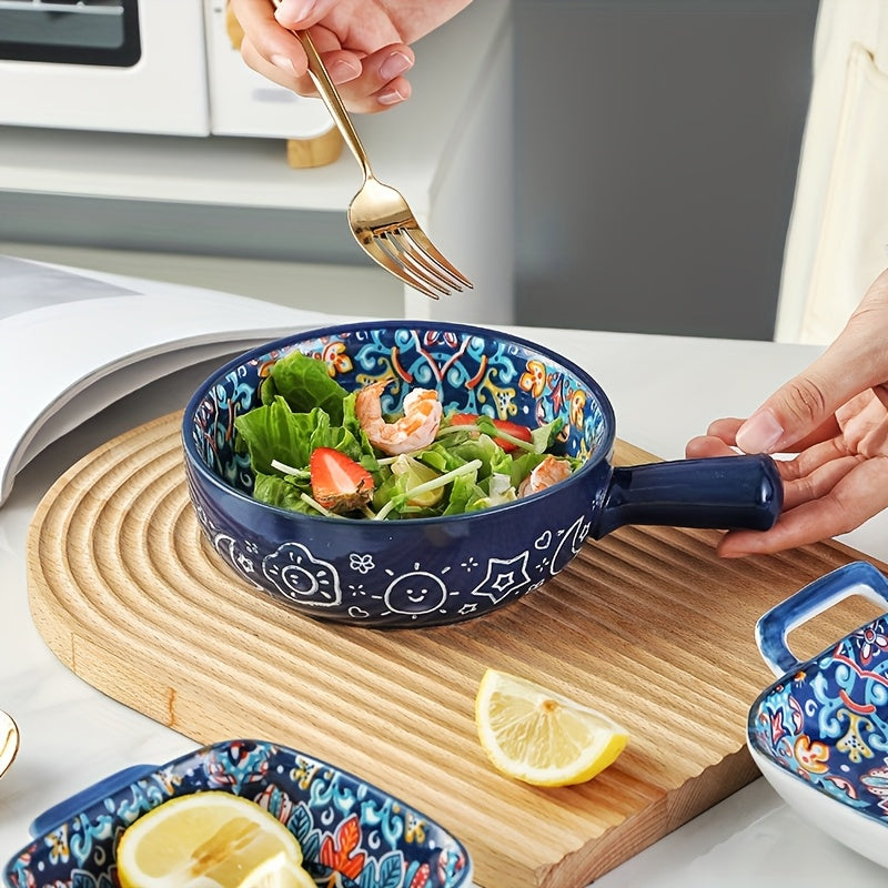Bohemian Noodle Bowl Set with Lids Microwave Dishwasher & Oven Safe – Ceramic Soup Salad Fruit Meal Prep Bowls for Home, Office & Travel – 4 or 8 Piece