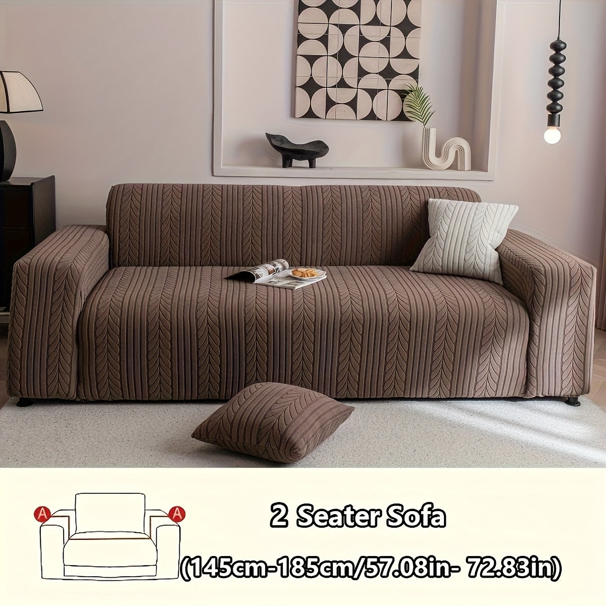 Striped Sofa Cover Washable Stretchy Slip-Resistant Zigzag Textured Couch Slipcover – Fits 1 to 4 Seaters, Scratch Protection, Classic Durable Design for Living Room Furniture
