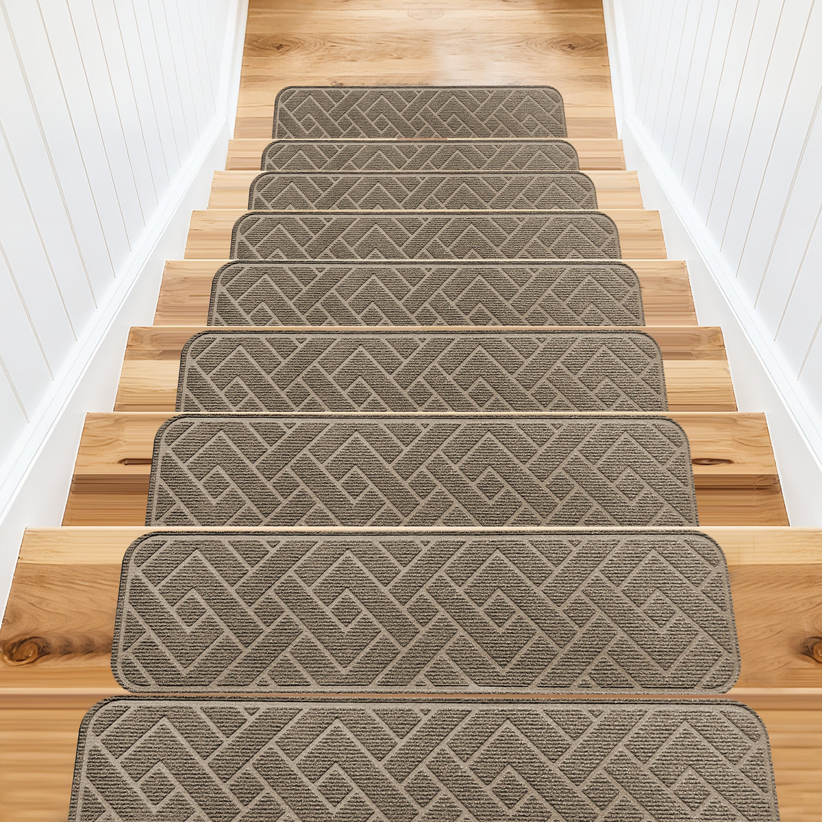 Non-Slip Stair Treads Self-Adhesive 4mm TPR Stair Mats for Hardwood Floors Indoor Stairs Carpet Pads 6pcs or 15pcs Set
