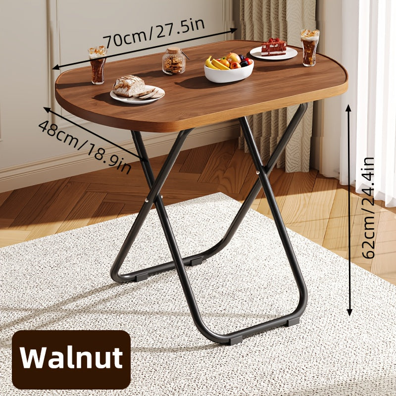 Foldable Tray Table – No Assembly TV Dinner Tray for Eating on Bed Sofa Living Room, Stable Snack Table, Normal & Large, Black White Walnut