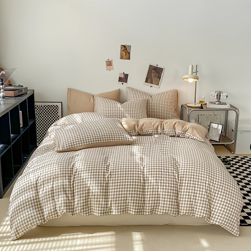 Plaid Print Duvet Cover Set 2-3 Piece with Pillowcases No Insert Minimalist Soft Comfortable Bedding - Twin Twin XL Full Queen King Bedroom Guest Room