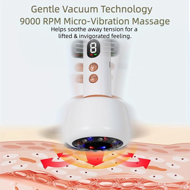 Rechargeable Handheld Body Beauty Massager with 9 Vibration Modes & Suction, USB Charging Electric Massager for Legs, Arms & Belly, Skin Glowing & Full Body Muscle Relaxation, Gift for Women & Men