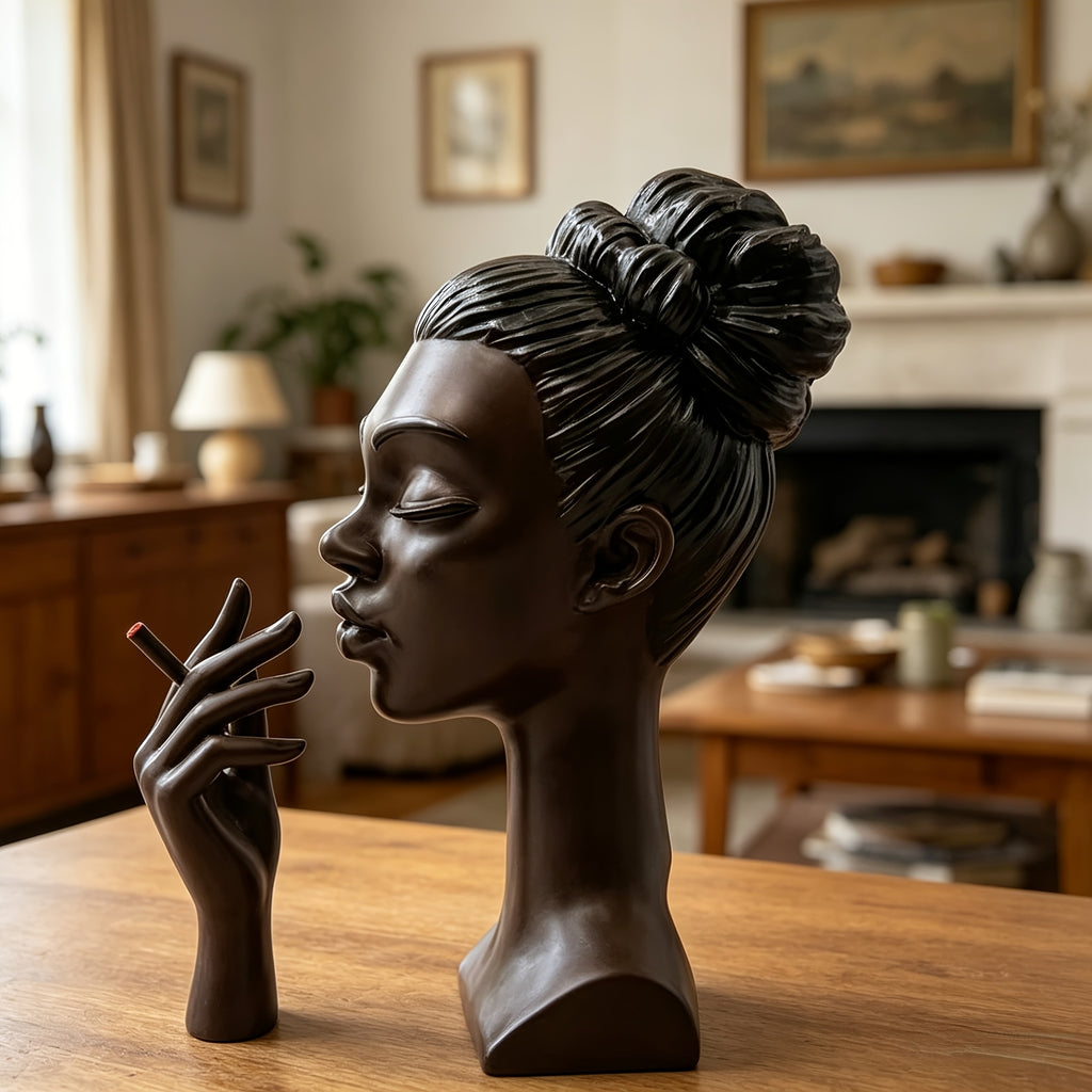 Black Resin Incense Burner Handcrafted Meditation Statue Art Deco Incense Holder Quiet Airflow Flameless Aromatherapy for Home Decor Yoga Room Relaxation Space Stress Relief Sleep Aid Holiday Gift