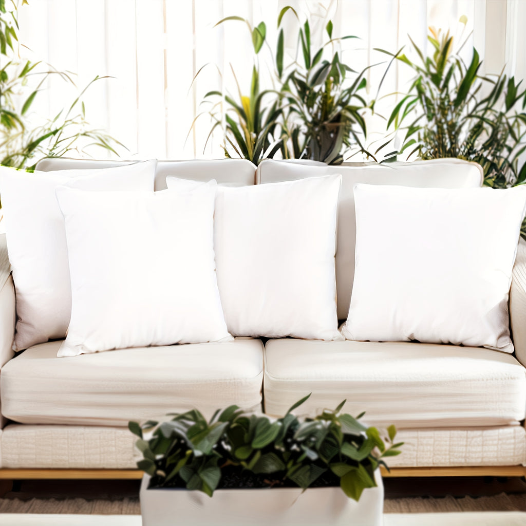 Hypoallergenic Fiber Pillow Inserts 1/2/4 Pack – White Square Cushion Filling with Zipper, Polyester Sanded Soft Fill for Sofa Bed Patio Bedroom Office Living Room Indoor Outdoor Decor