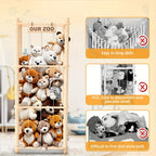 Wooden Doll Display Shelf - Spacious Kids Toy Organizer, Easy Assembly, Space-Saving Design for Game Room, Bedroom & Living Room | Wood & Natural Color