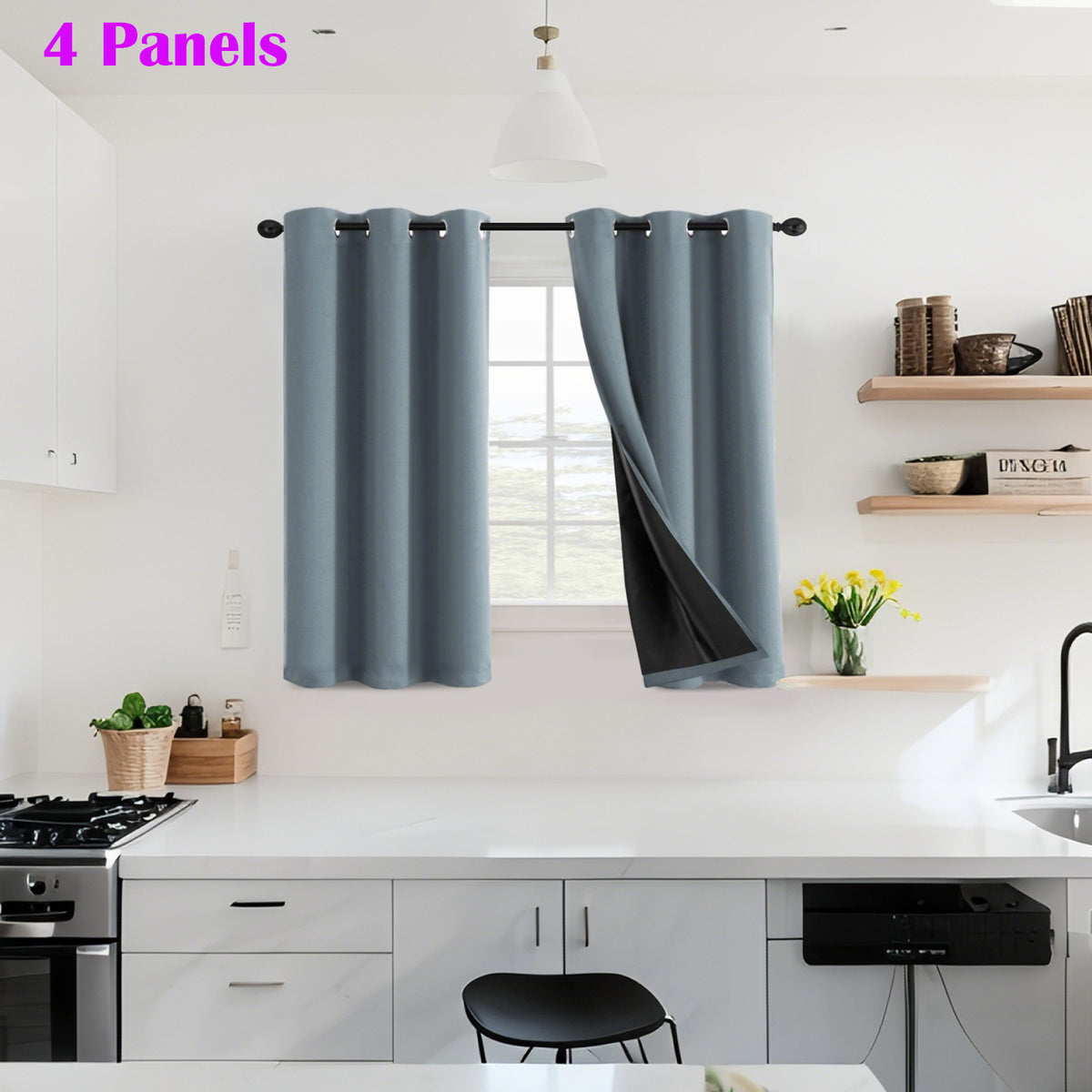 100% Blackout Window Curtains - 4 Panels, Full Light Blocking, Thermal Insulated Drapes with Black Liner | Soft Brushed Fabric