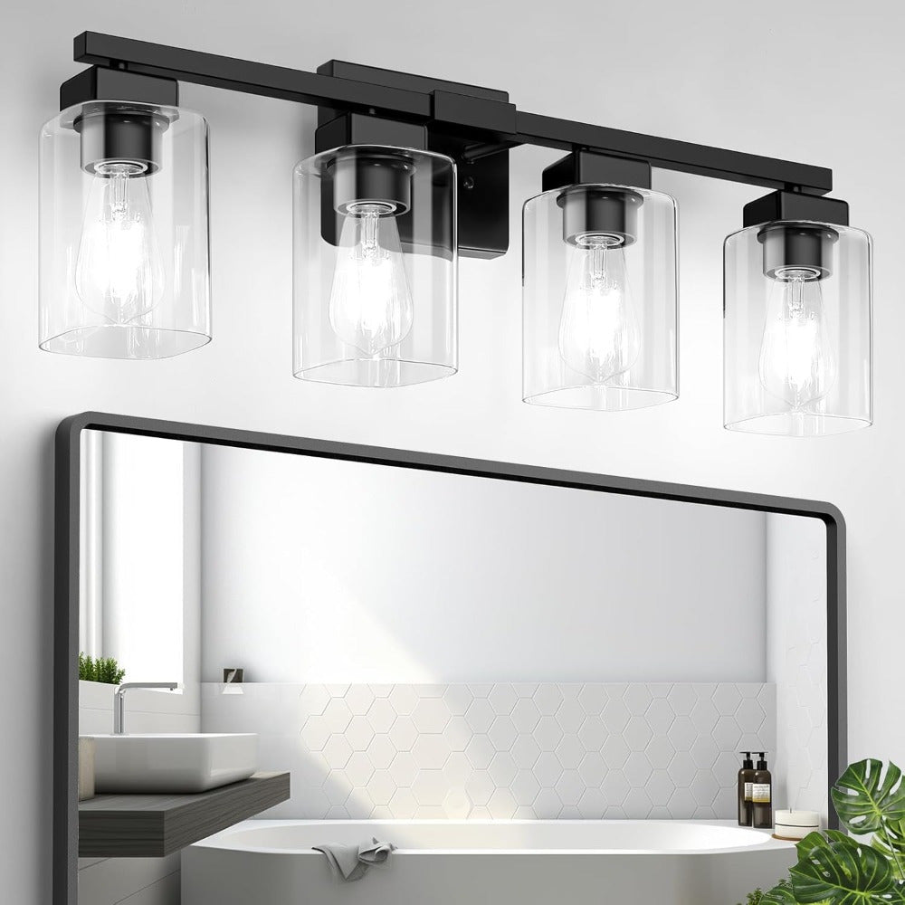 Black Vanity Light Bar 3, 4 or 5-Light Modern Bathroom Vanity Lighting Fixture - Over Mirror Wall Sconce for Bathroom, Bedroom, Living Room & Hallway, Contemporary Black Wall Light