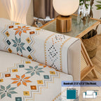 Embroidered Chenille Sofa Slipcover Bohemian Geometric Floral Pattern | Non-Slip Machine Washable Couch Cover for 1-2-3-4 Seater with Armrest & Pillow Cover Options, 6 Colors