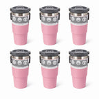 30oz Stainless Steel Insulated Tumbler 6-Pack with Handle, Lid & Straw – Double Wall Vacuum Travel Cups, Colorful Gift Set for Coffee, Cold Drinks & Daily Use | Black, Red, White & More