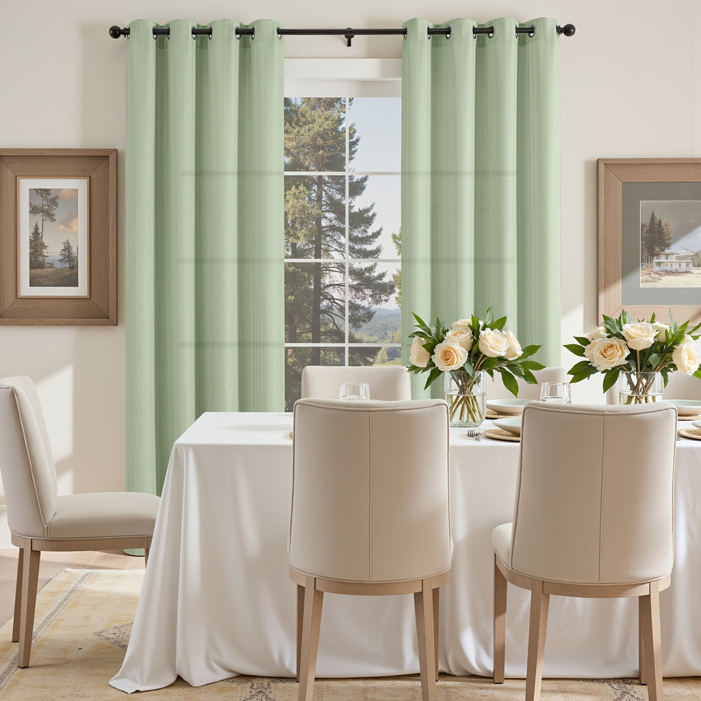 100% Blackout Curtains - 4 Panel Set, Boho Rustic Textured Grommet Drapes for Living Room & Bedroom, Privacy & Room Darkening, 4 Colors