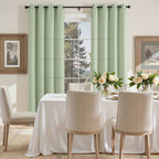 100% Blackout Curtains - 4 Panel Set, Boho Rustic Textured Grommet Drapes for Living Room & Bedroom, Privacy & Room Darkening, 4 Colors
