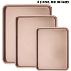 Nonstick Baking Tray Set of 3 - Round Cake Pans 9, 11 & 13 Inch, Gold Finish Oven Safe Baking Pans for Cakes, Bread & Pastries, Nested Set for Easy Storage