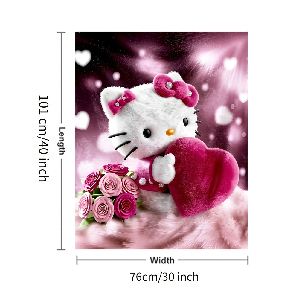 Pink Romantic Cartoon Anime Flannel Throw Blanket – Ultra-Soft Fully Printed Plush Blanket for Sofa, Bed & Travel | Valentine’s Day, Christmas & Holiday Gift | 40×50 / 50×60 / 60×80in