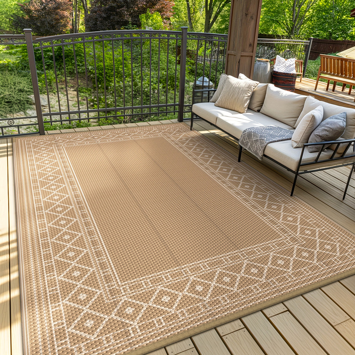 Outdoor Rug for Patio Foldable Reversible Plastic Straw Mat – Waterproof Area Rug for RV, Deck, Porch, Camper, Picnic & Balcony, 4 Sizes