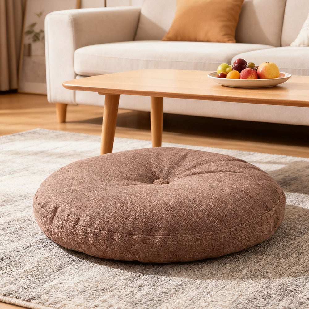 Round Seat Cushion 40x40cm 15cm Thick Firm Futon Meditation Mat Removable Linen Cover Chair Pad for Office Dining Chair Home Decor All Seasons Christmas