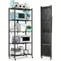 3-5 Tier Rolling Storage Rack with Wheels – Foldable Metal Shelving Unit for Home, Office & Kitchen Organization