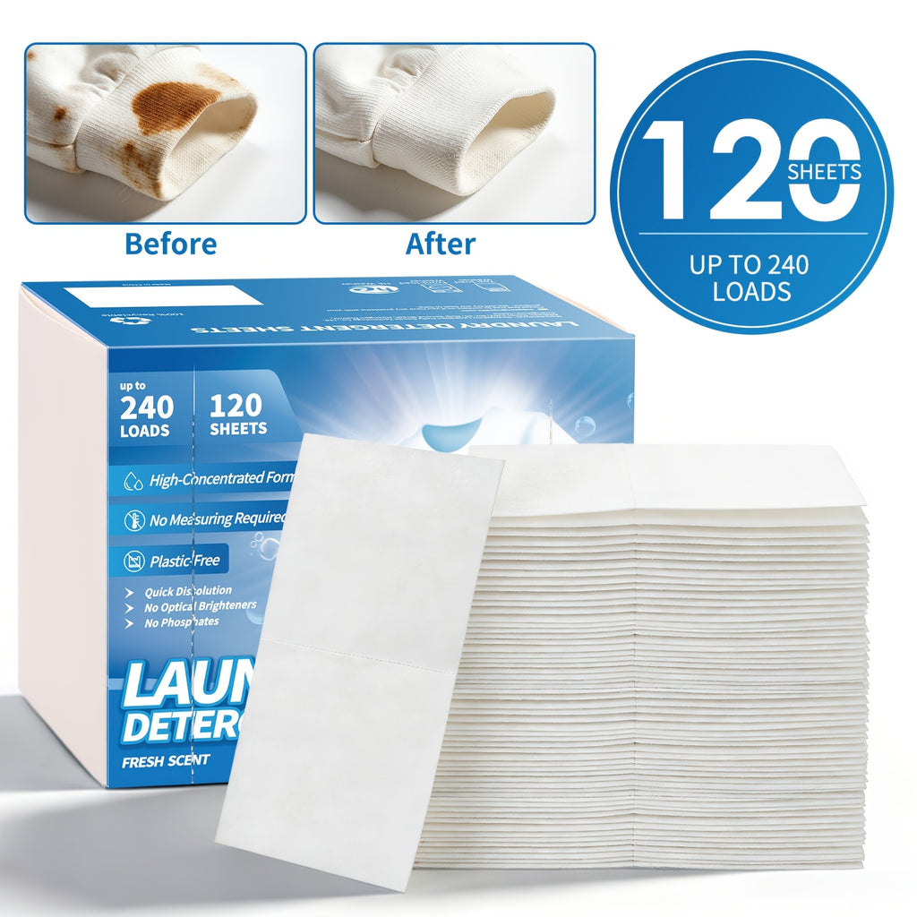 Laundry Detergent Sheets 240 Loads 120 Sheets - Liquidless No-Mess Eco Friendly Laundry Soap Sheets Lavender Scent Tough Stain Removal No Plastic Jug Space Saver