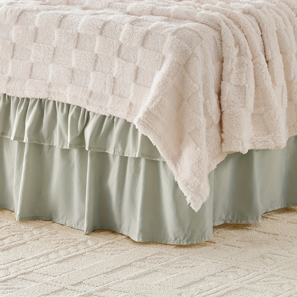 Dust Ruffle Bed Skirt 16 Inch Drop Elastic Wrap Around – Double Ruffle Easy Install Machine Washable, Twin Full Queen King CK, 10 Colors