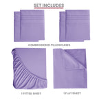 Brushed Microfiber Bed Sheet Set 6 Piece with Embroidered Pillowcases - Hotel Luxury Deep Pocket 16 Inch, Soft Breathable All Season, 24 Colors, Twin Twin XL Full Queen King Cal King