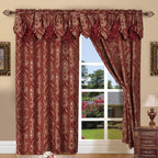 Penelope Jacquard Curtains with Attached Waterfall Valance – 2 Panel Luxury Room Darkening Rod Pocket Curtain Set, 54x84 Inch, Machine Washable for Living Room Bedroom Study Home Office