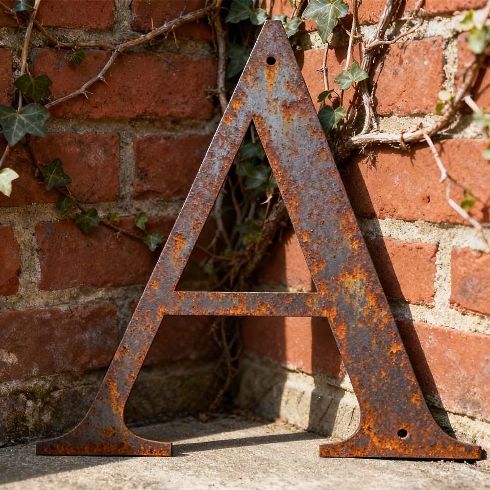 Rustic Metal Letter Wall Decor 12-Inch Tall Slim Iron Alphabet A-Z, Vintage Industrial Wall Art Sign for Home Kitchen Bar Shop, Personalized Name Monogram Holiday Gift for Christmas Thanksgiving – 26 Letters
