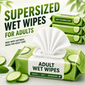 Adult Wet Wipes Supersized 240 Count (4 Packs), Cucumber Scent with Aloe Vera & Vitamin E, Baby-Soft Alcohol-Free Personal Hygiene Wipes for Men & Women, Microwave-Friendly