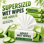 Adult Wet Wipes Supersized 240 Count (4 Packs), Cucumber Scent with Aloe Vera & Vitamin E, Baby-Soft Alcohol-Free Personal Hygiene Wipes for Men & Women, Microwave-Friendly