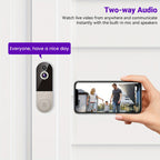 1440P Smart Video Doorbell Camera Wireless WiFi Night Vision AI Snapshot Two-Way Intercom Rechargeable Battery Local Storage Home Security