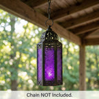 Moroccan Candle Lantern Holder Medium 10.5 Inch – Handcrafted Glass Iron Metal Lantern with Embossed Floral Panels, 17 Colors, Indoor Outdoor Use for Ramadan, Wedding, Patio, Diwali & Home Decor