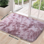 Tie-Dye Plush Mat Soft Absorbent Non-Slip Machine Washable Floor Mat for Living Room Bedroom Bathroom Dark Gray Black Light Gray Pink