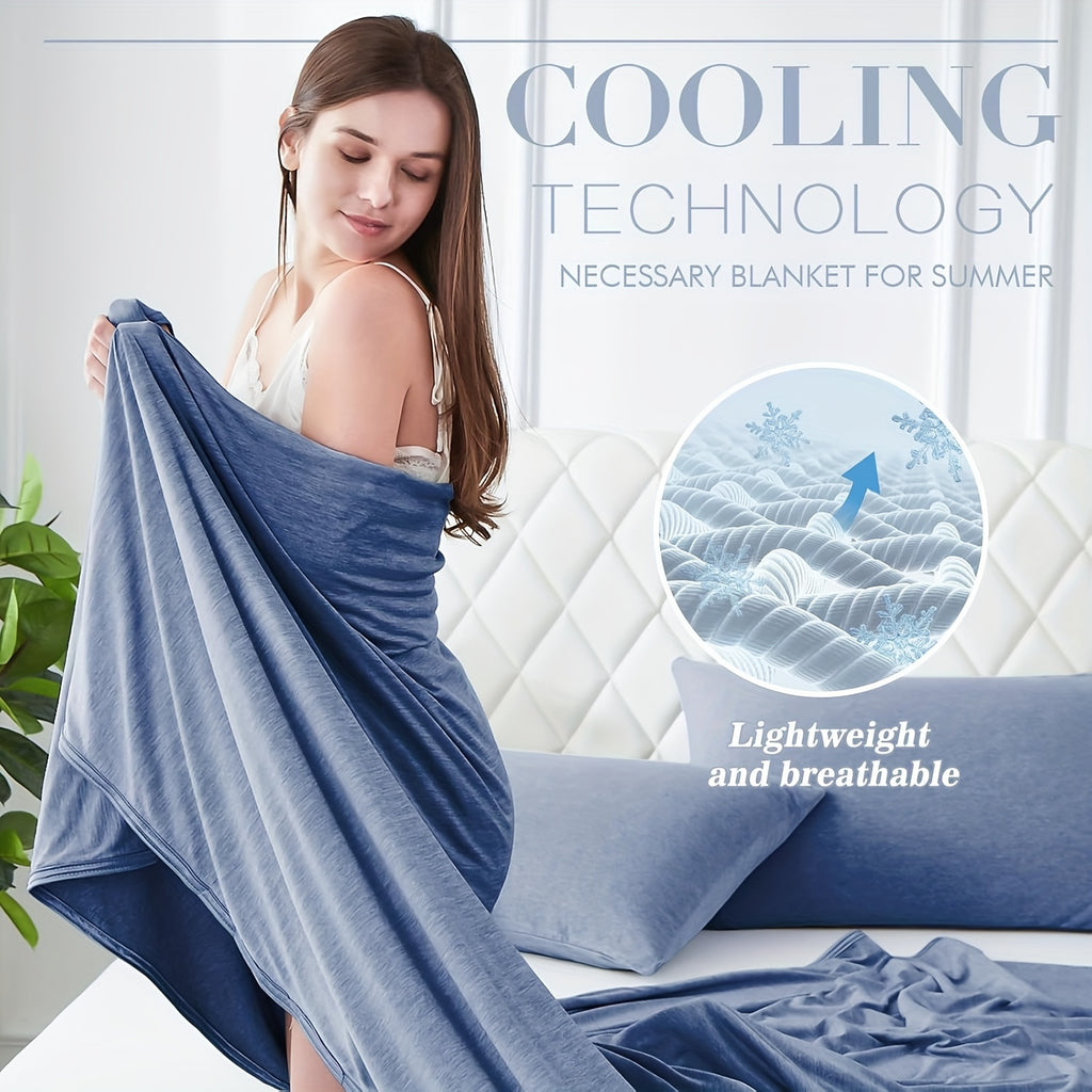 Cooling Blanket Arc-Chill Cool 3.0 Fiber Q-Max Over 0.5 Absorbs Body Heat for Hot Sleepers Night Sweats Lightweight Summer Double-Sided Hypoallergenic Throw Twin Queen King Blue Gray