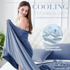 Cooling Blanket Arc-Chill Cool 3.0 Fiber Q-Max Over 0.5 Absorbs Body Heat for Hot Sleepers Night Sweats Lightweight Summer Double-Sided Hypoallergenic Throw Twin Queen King Blue Gray