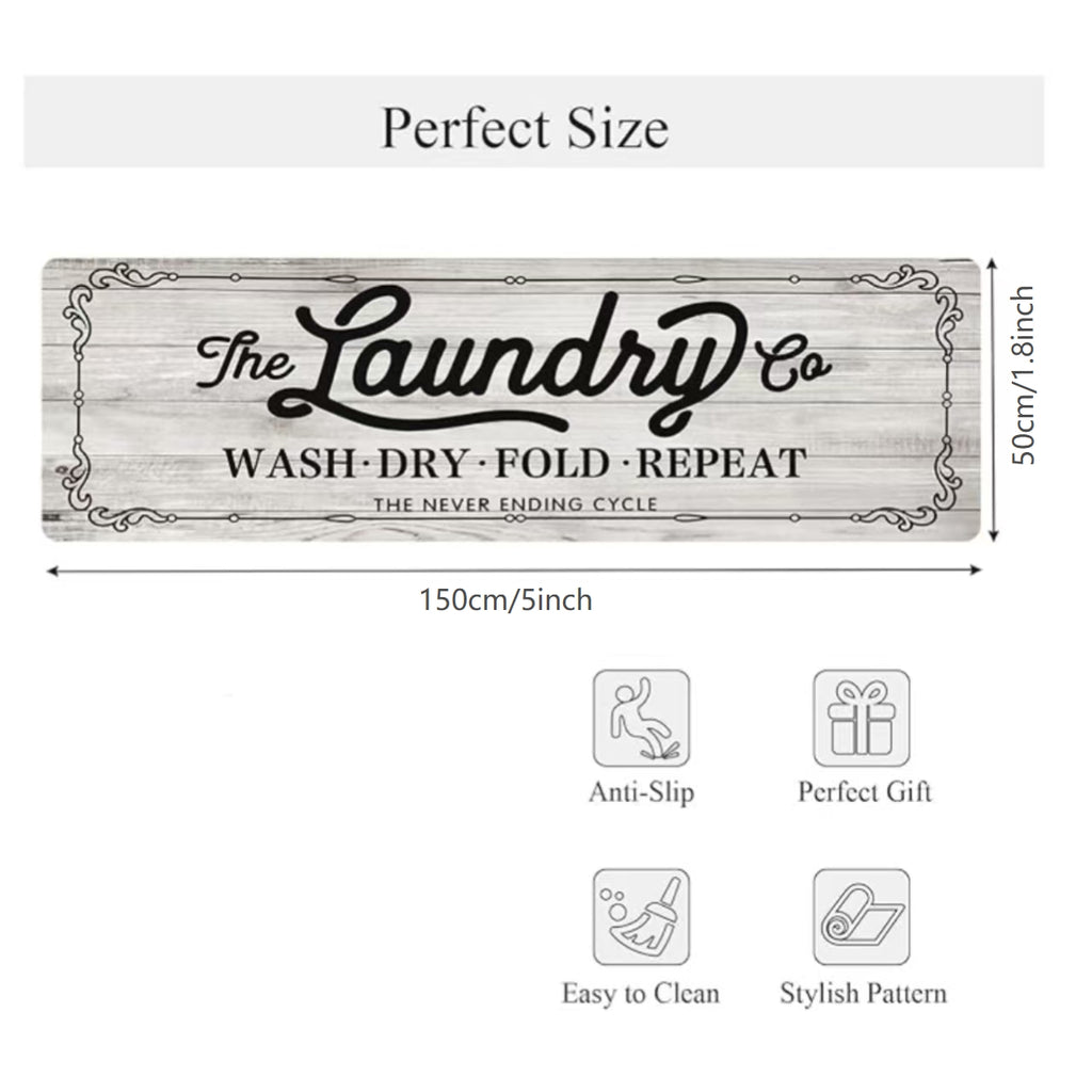 Non-Slip Washable Laundry Room Rug Runner – Rubber Backed Kitchen Mat for Farmhouse, Mudroom, Washroom & Bathroom Decor – Durable Floor Mat Runner