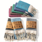 Turkish Cotton Tassel Hand Towels 2-Pack – Diamond Lattice Scandinavian Design, Soft Decorative Towels for Bathroom, Kitchen & Yoga | 7 Colors