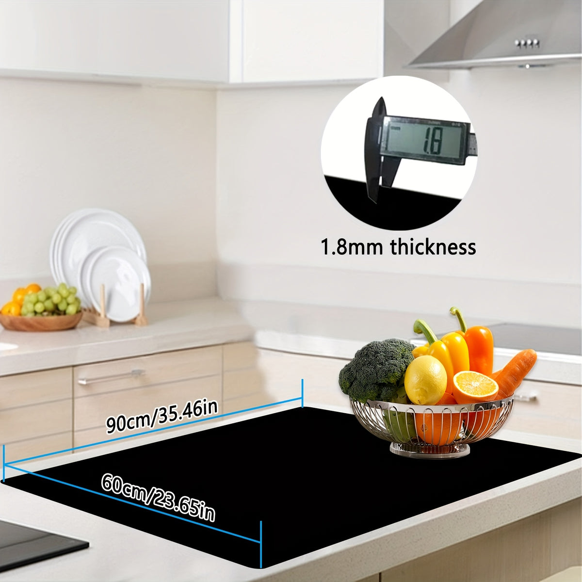 Silicone Kitchen Counter Mat Extra Large, Nonslip Heat Resistant Countertop Protector, Nonstick Waterproof Craft Mat & Table Placemat, Multi-Size in Gray, Black & Translucent