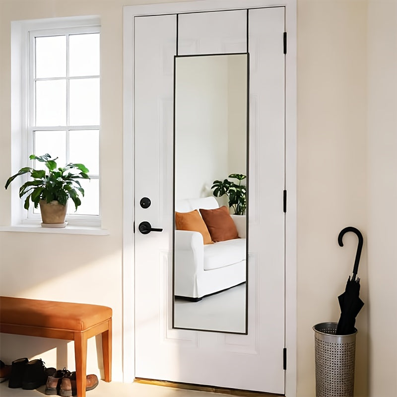 Full Length Mirror Over Door or Wall Mounted 47x14 Inch – Vertical Hanging Full Body Dressing Mirror with Aluminum Alloy Frame, Space-Saving Design for Bedroom, Living Room & Entryway