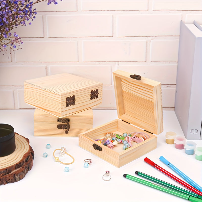 Unfinished Wooden Treasure Chest Boxes 12-Pack with Lid & Clasp - DIY Craft Boxes, Pirate Party Favors for Birthday Parties, Christmas Gift Boxes & Kids Decoration Projects