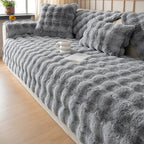 Plush Sofa Cover Rabbit Fur Like Cushion – Anti-Slip Wear-Resistant Pet Friendly Sofa Protector, 450-500GSM Polyester, Machine Washable, Home Decor