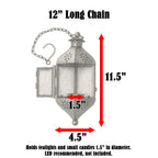 Moroccan Hanging Candle Lantern with Chain – Vintage Boho Style Iron & Glass Tealight Holder for Home, Patio, Garden, Wedding & Ramadan Decor (23.5" Overall)
