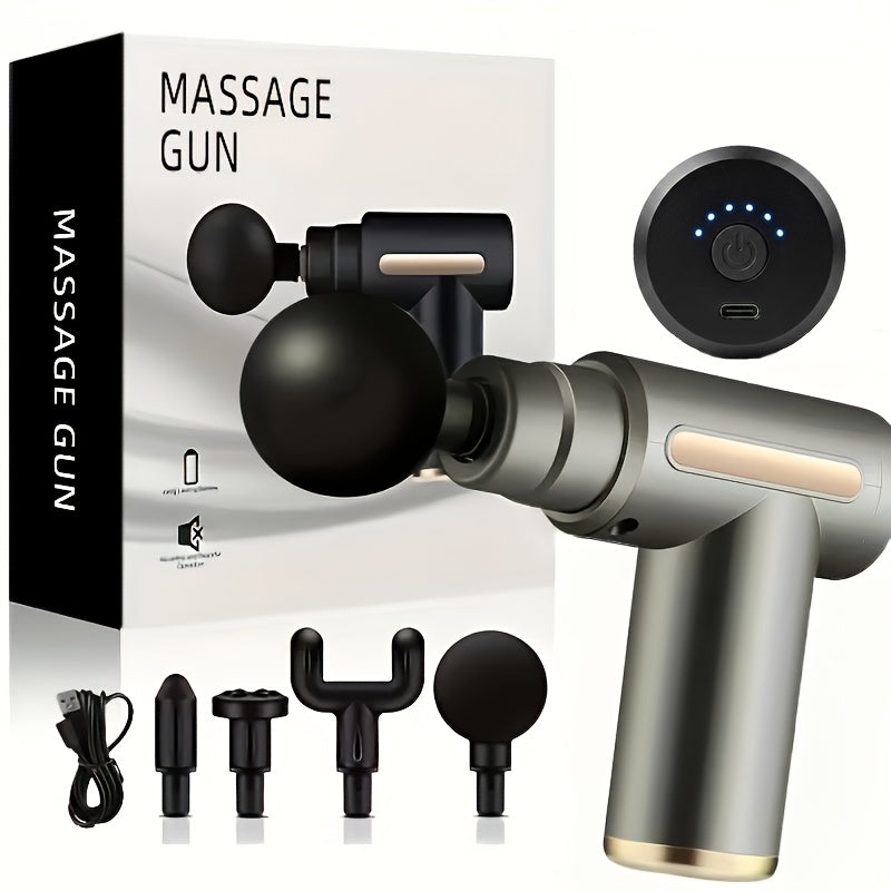 Digital LCD Display Fascia Gun – 6-Speed Silent Electric Percussion Massage Gun with 4 Interchangeable Heads, Long Battery Life, Portable for Sports Fitness Recovery, 4 Colors