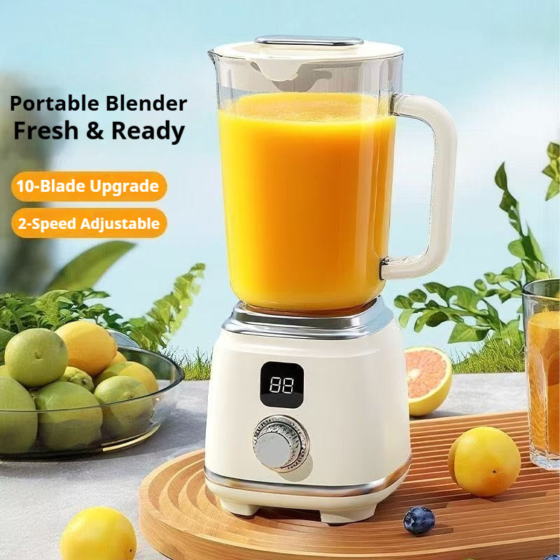 Portable Blender Cordless Personal Juicer 3000mAh - 10-Blade Smoothie Maker for Fruits & Vegetables, Dual Speed, Food Grade ABS, USB Rechargeable Mini Blender for Home Kitchen Travel Gym