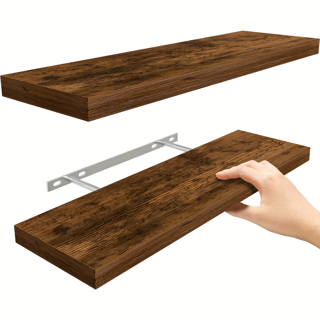Wall Mounted Rustic Floating Shelves 22.5 Inch Set of 2 – Wood Hanging Shelf with 22 lbs Capacity for Bathroom, Bedroom, Living Room, Kitchen & Office Books Storage and Room Decor