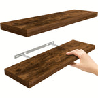 Wall Mounted Rustic Floating Shelves 22.5 Inch Set of 2 – Wood Hanging Shelf with 22 lbs Capacity for Bathroom, Bedroom, Living Room, Kitchen & Office Books Storage and Room Decor