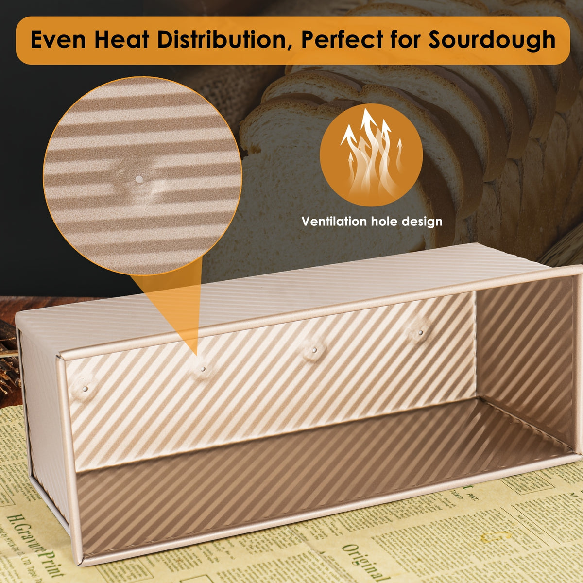 Nonstick Loaf Pan with Lid Carbon Steel Pullman Bread Pan – 9.5 & 10.5 & 13-Inch Homemade Bread Baking Pan with Bread Bags for Sandwiches & Toast