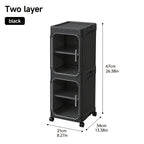 Bathroom Storage Cabinet 1 2 3 4 Tier Foldable Plastic Organizer with Doors and Shelves – Space-Saving Under Sink & Counter Solution