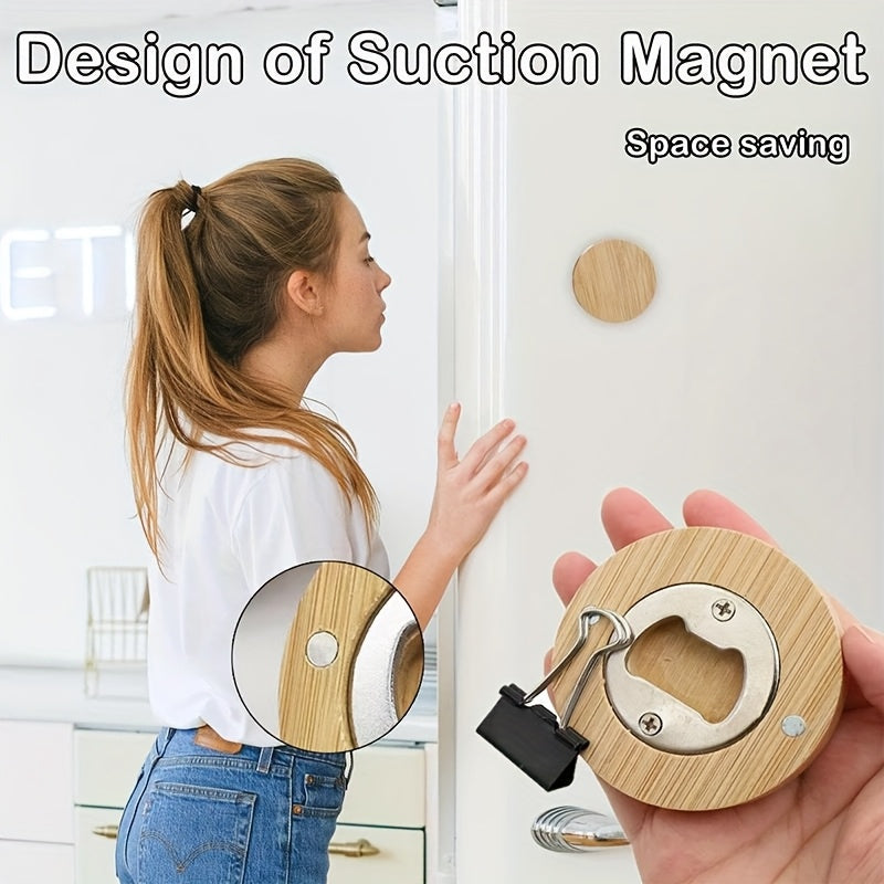 Wooden Magnetic Bottle Openers Bulk Round Wood Beer Bottle Opener Bar Decoration Wedding Favors Party Gifts Set of 24 or 40