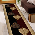 Luxury Velvet Carpet Leaf Pattern Machine Washable Slip-Resistant – Soft Plush Rug for Hallway, Bedroom, Kitchen & Bathroom | Multiple Sizes